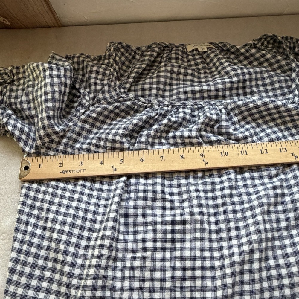 Max Studio Tiered Dress Women S Blue White Gingham Check Long Sleeve Cottagecore - Picture 5 of 10